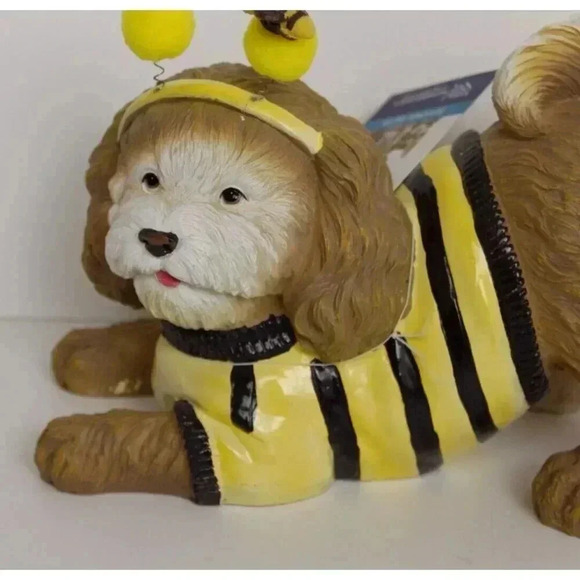 Humane Society Golden Doodle Dog Spring Bumble Bee Costume Figurine Decor NOS - Picture 2 of 3